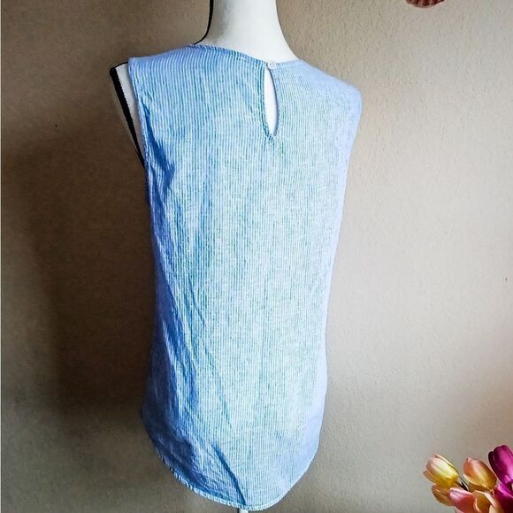Beach lunch lounge blouse light blue / white stripes  Size S - Picture 3 of 6